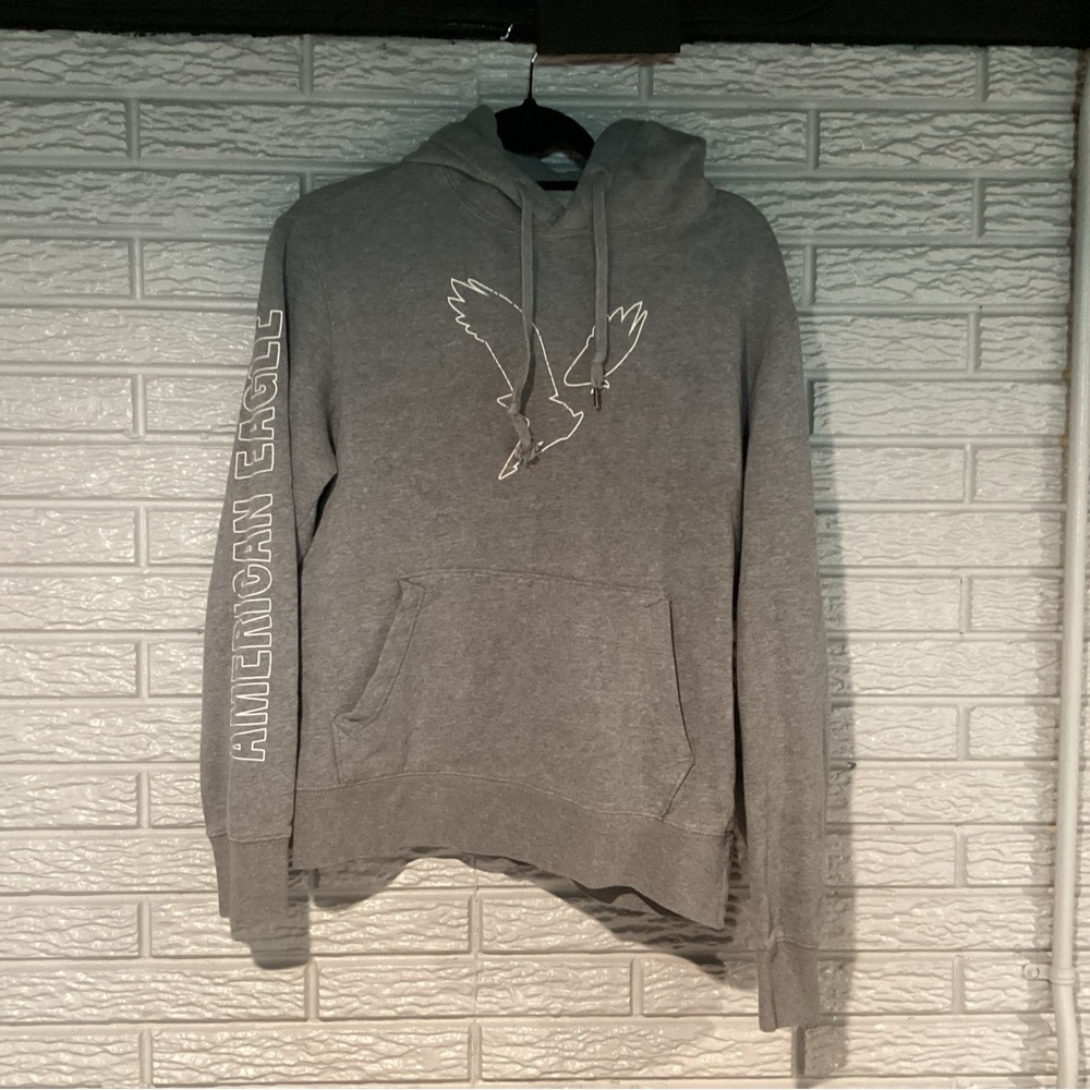 AMERICAN EAGLE Logo Gray Hoodie Pullover Super Soft Women’s Small